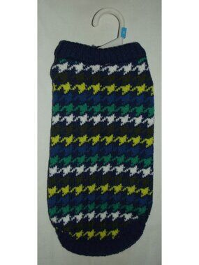 LOT OF 4 Dog Sweaters Size Small Top Paw navy blue houndstooth green yellow gray